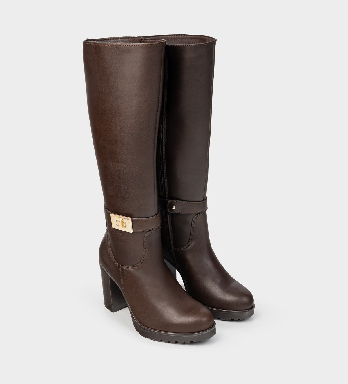 BOTA ALTA TRACK HEBILLA PIEL CAFÉ