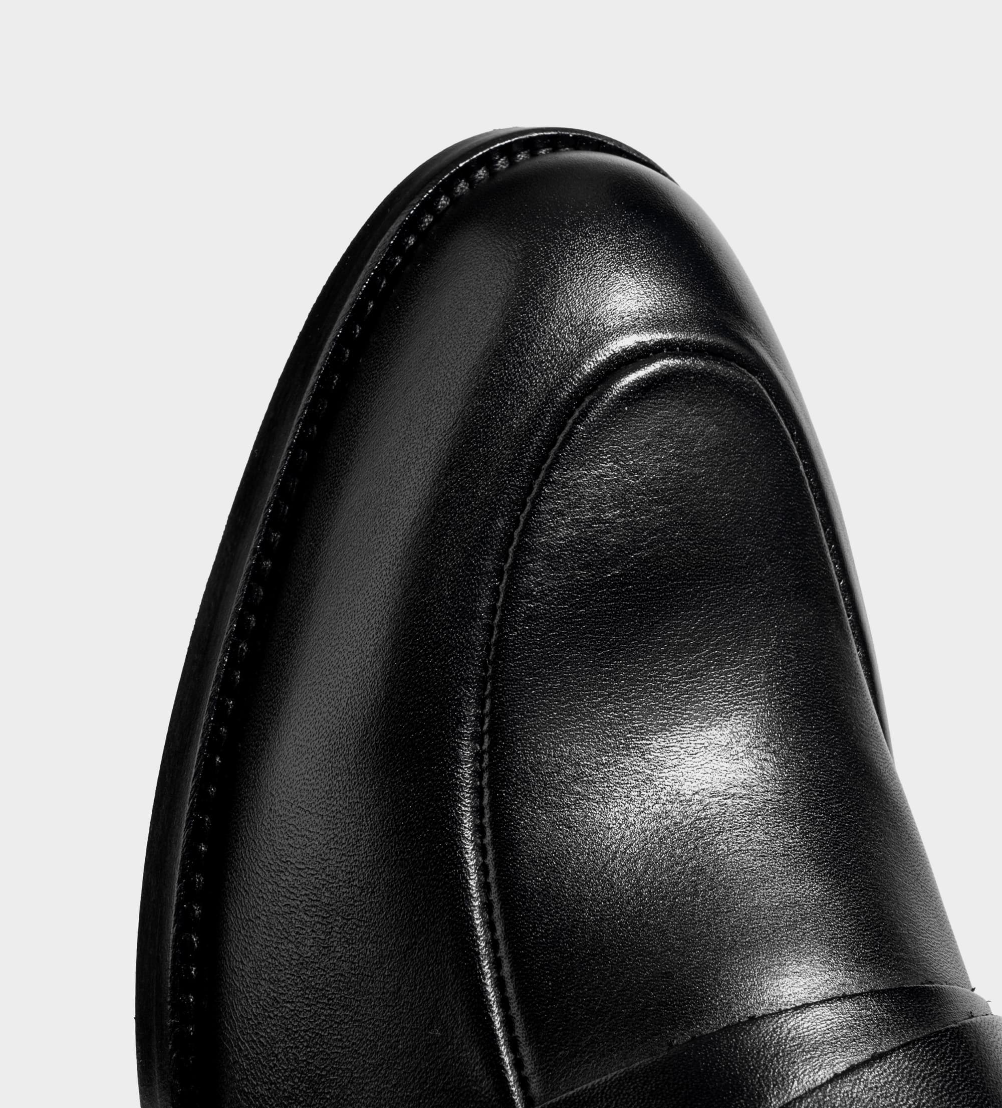 MOCASIN VESTIR SUELA DE CUERO PIEL NEGRO