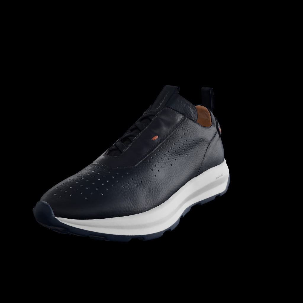 SNEAKER SUELA ULTRA LIGERA AGUJETAS ELÁSTICAS PIEL AZUL